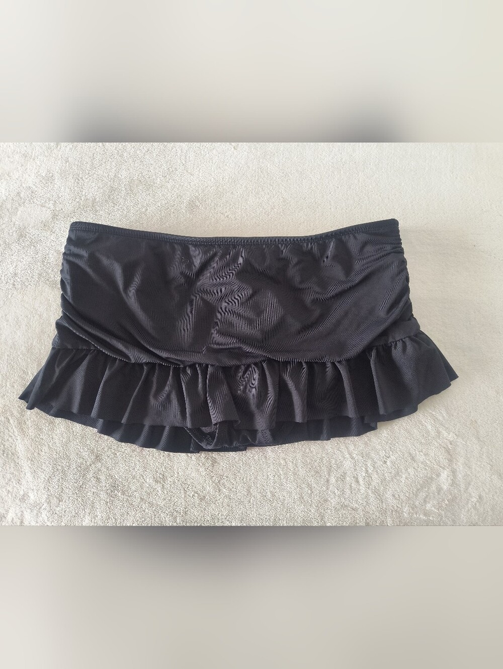 Liz Claiborne Black Ruffle Ruched Tankini Swim Skirt Bottoms 10